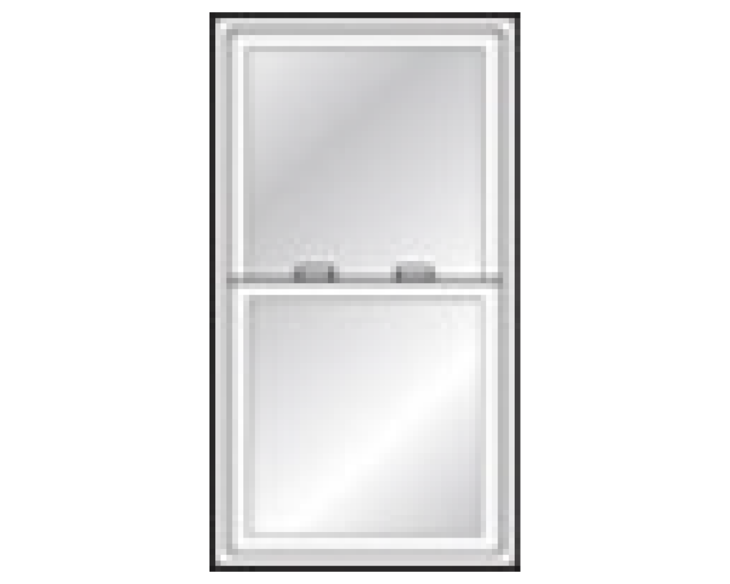 a line drawing of a double hung style window