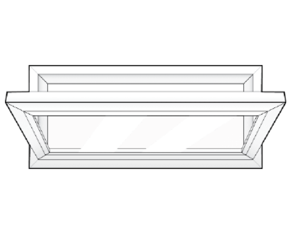 a line drawing of a hopper style window