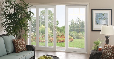 classic three-section patio door with 5 inch rails