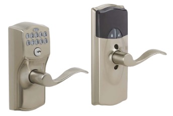 schlage home keypad lever in the satin nickel finish